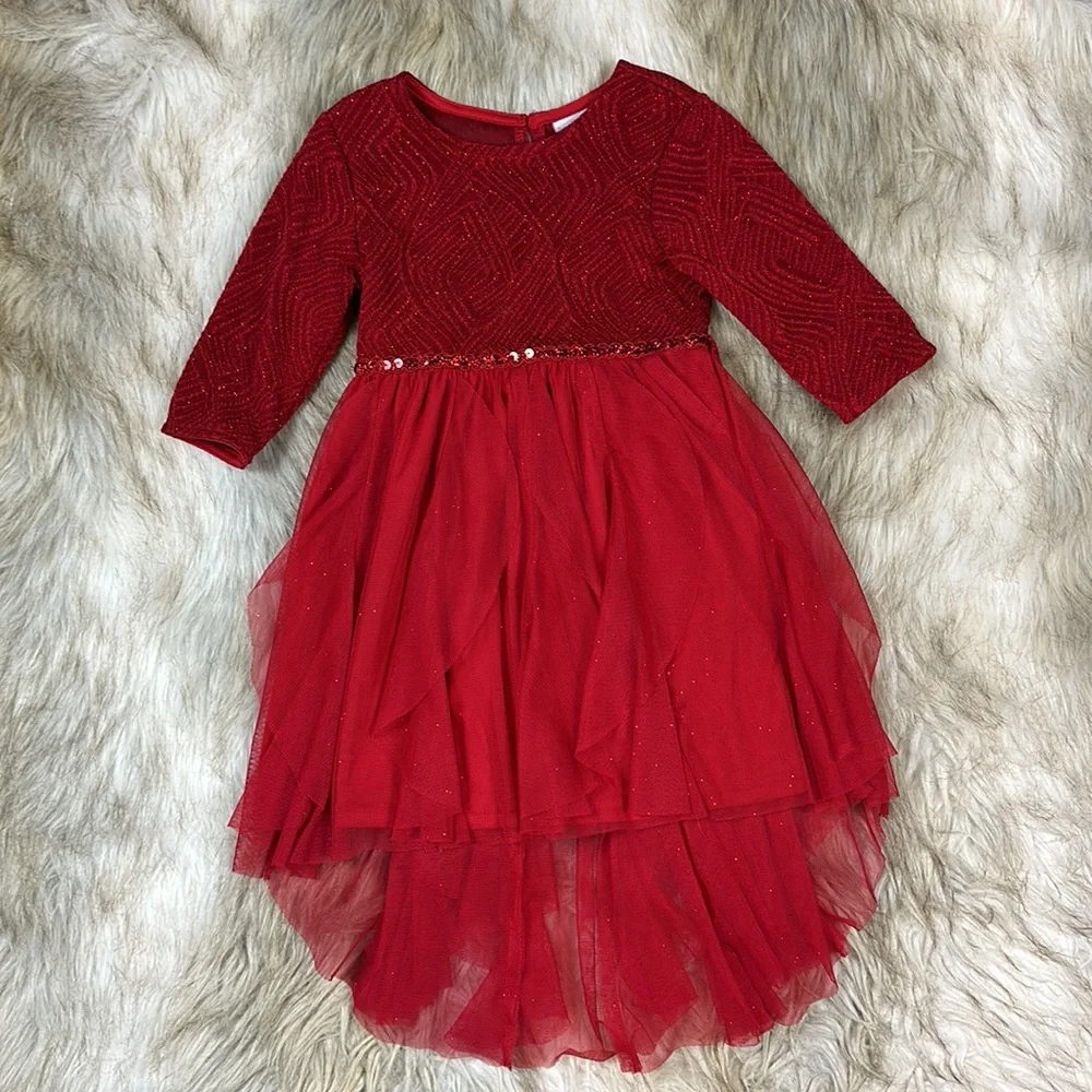 Sweet Heart Rose Girls Size 4 Red Sparkle Tulle Holiday Christmas Dress